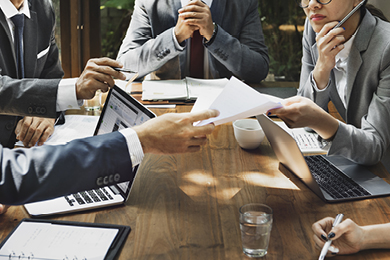 people having a business meeting in an office